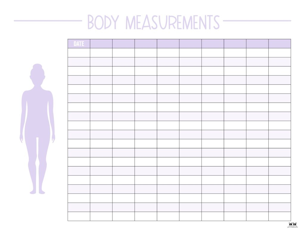 Body Measurement Charts FREE Printables Printabulls
