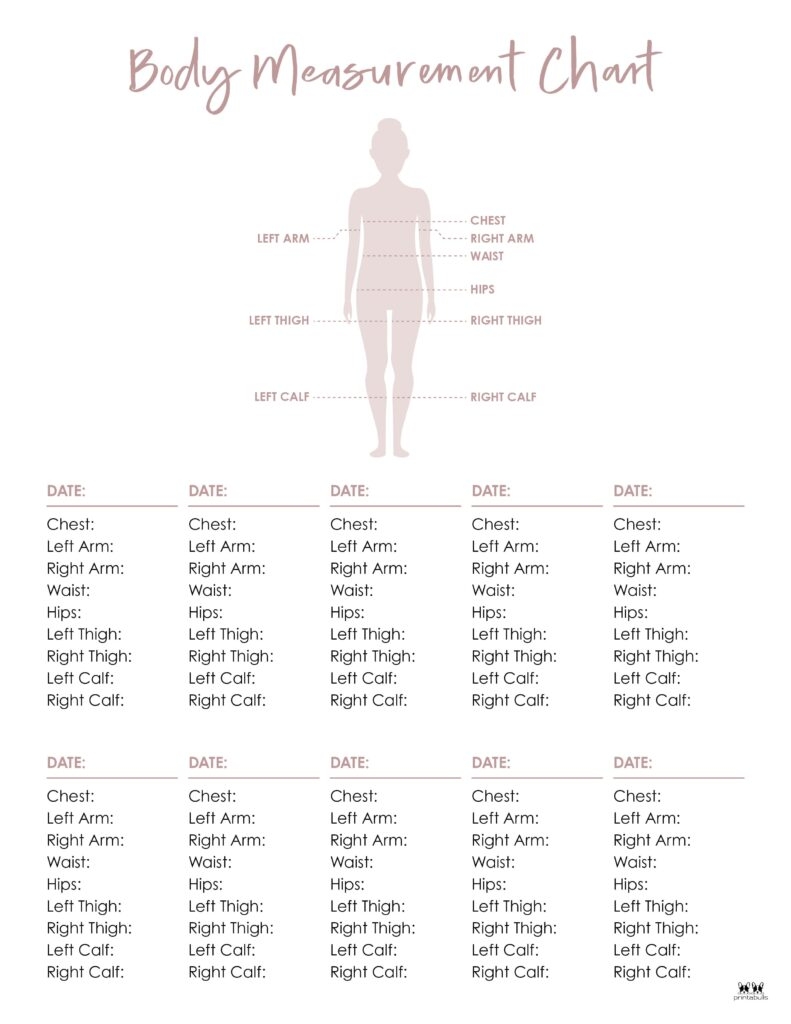 Body Measurement Charts FREE Printables Printabulls