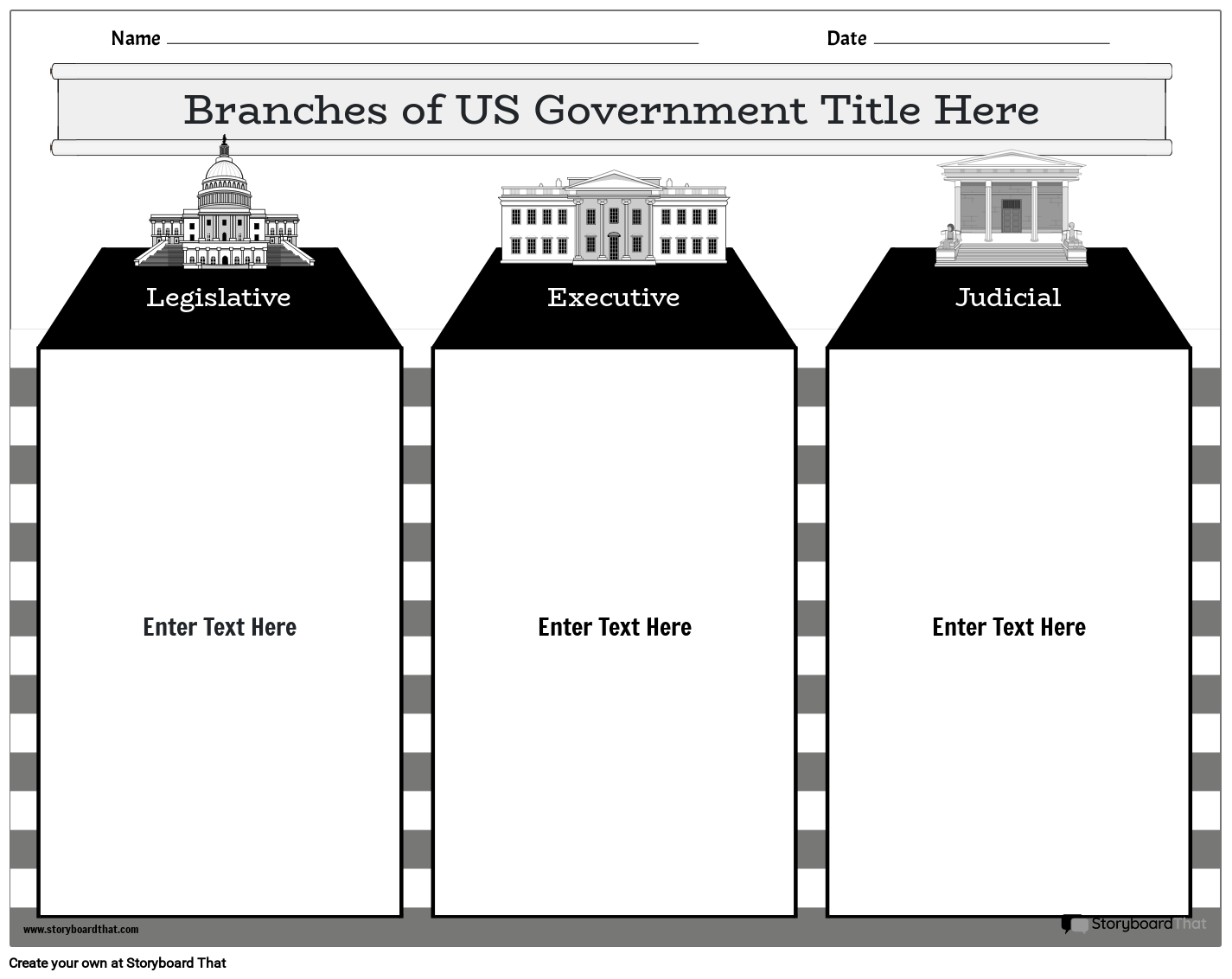 Branches Of Government Worksheet With U S Landmarks