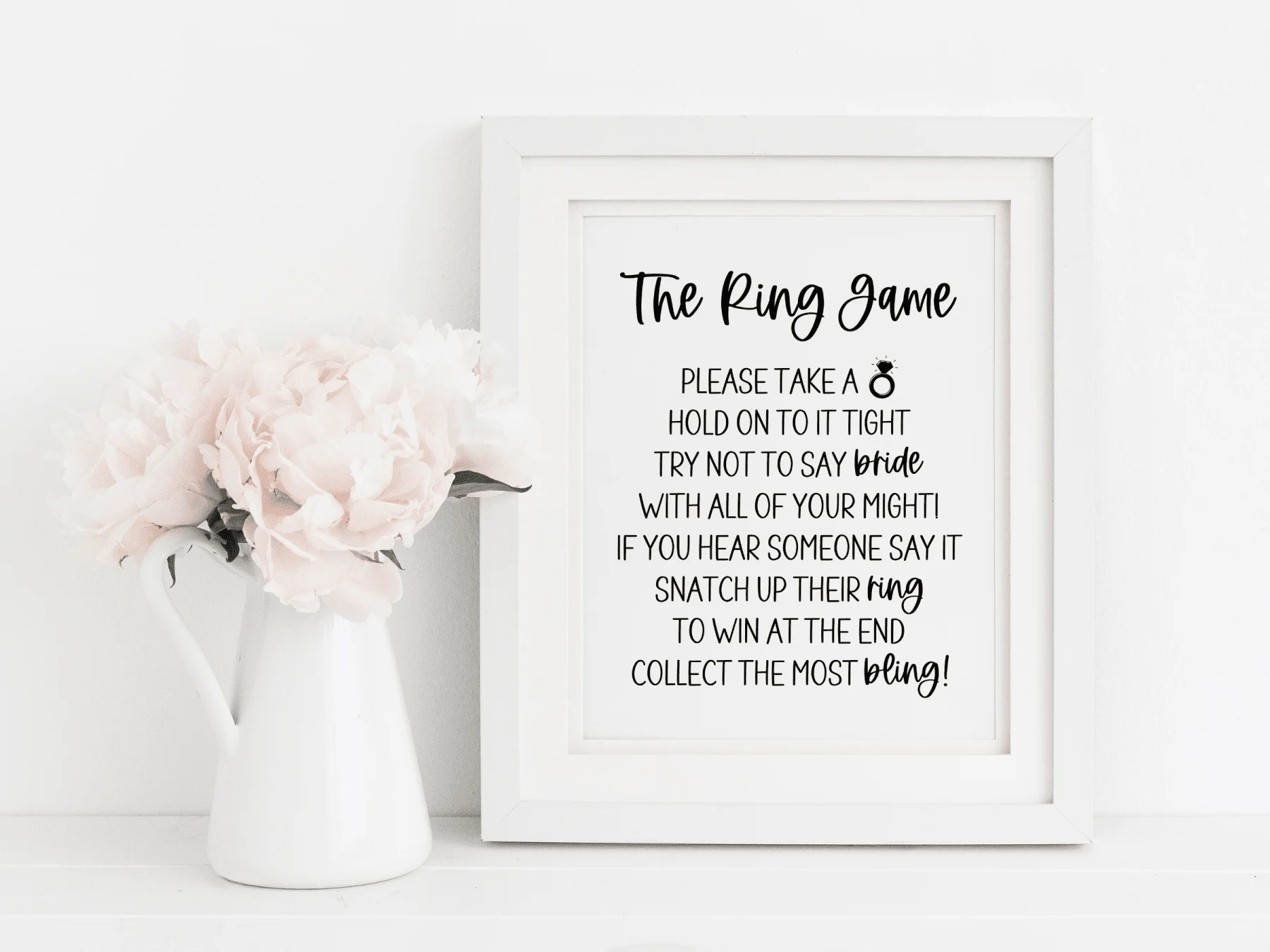 Bridal Shower Ring Game How To Play Printable Signs Modern MOH