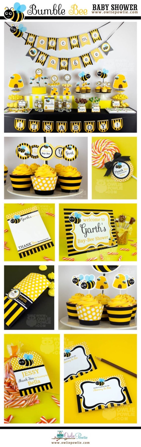 Bumble Bee BABY Shower Party Printable Package Invitation Bumble Bee Baby Shower Decorations Bumble Bee Invitation Bumble Bee Decor Etsy