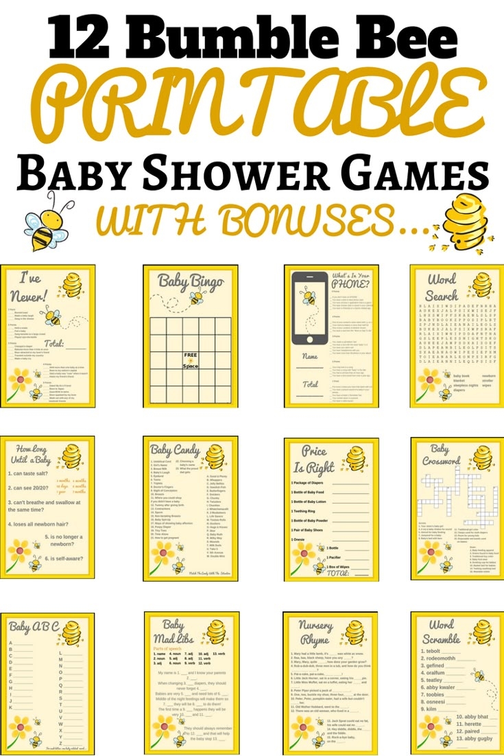 Bumble Bee Printable Baby Shower Set Print My Baby Shower