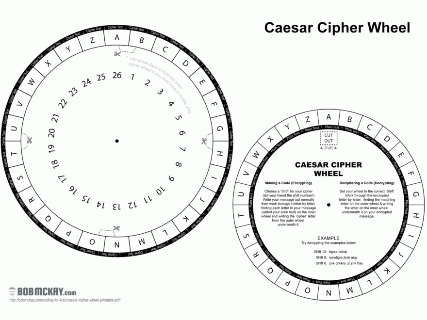 Caesar Cipher Wheel Printable PDF Bob McKay s Blog