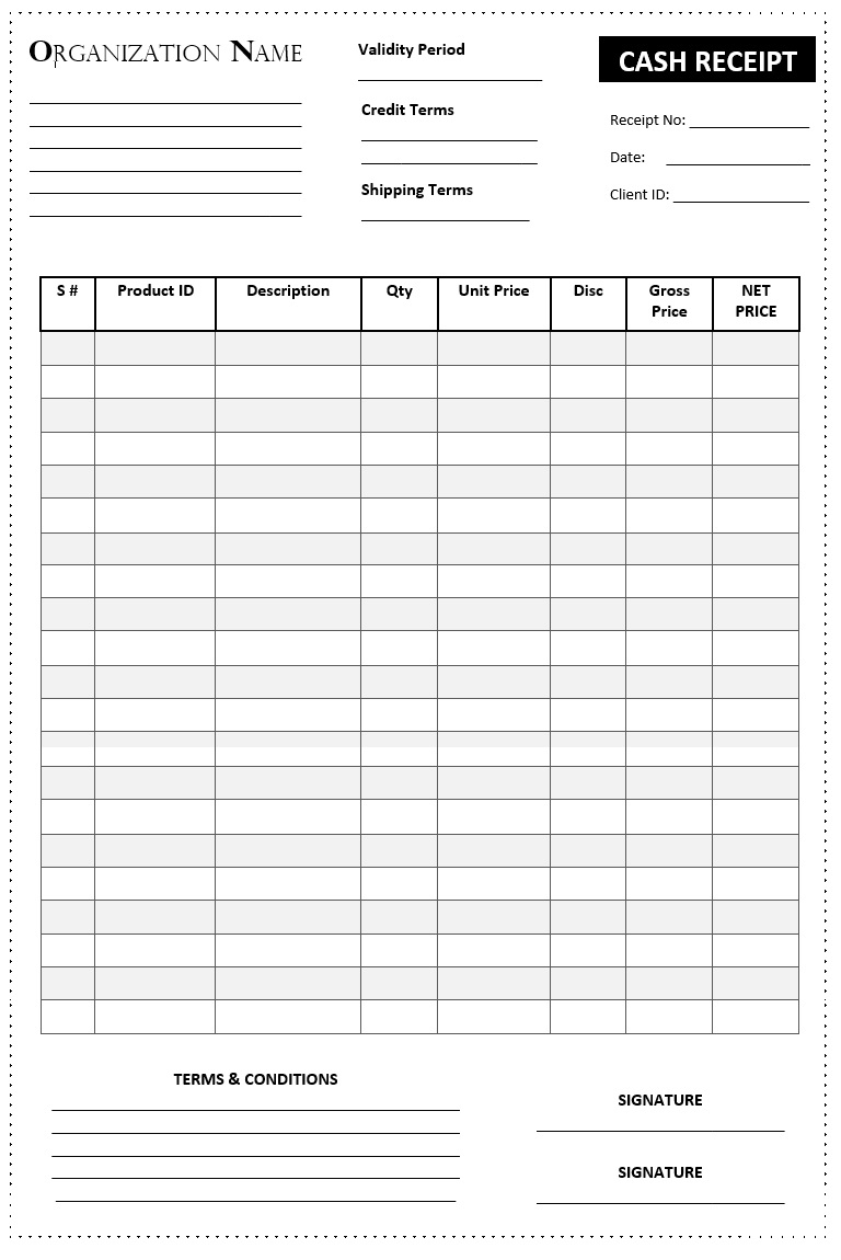 Cash Receipt Template Free Word Excel Templates