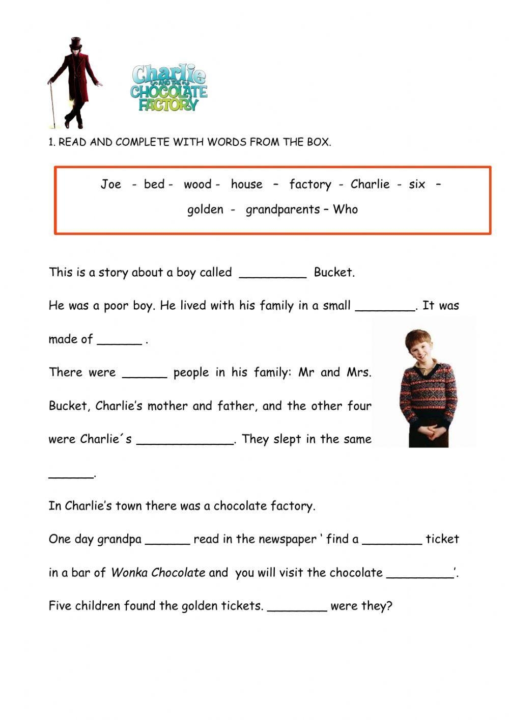 Charlie And The Chocolate Factory Exercise Live Worksheets Worksheets Library