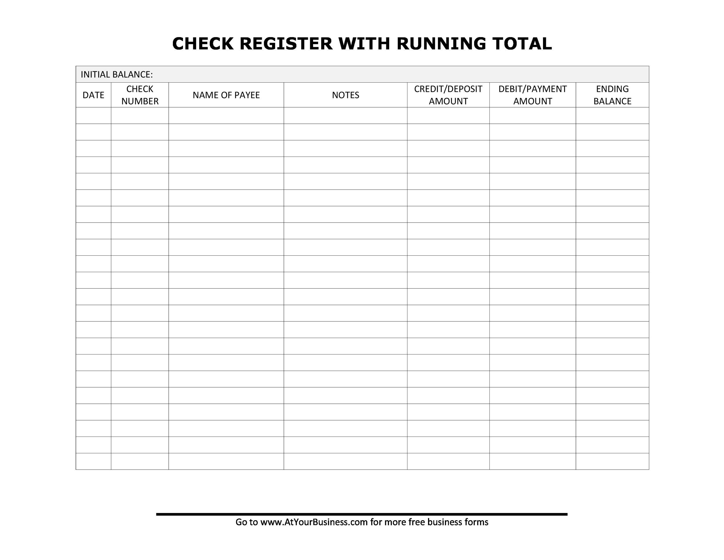 Checkbook Register Inserts Check Register Pages Transaction Worksheets Library