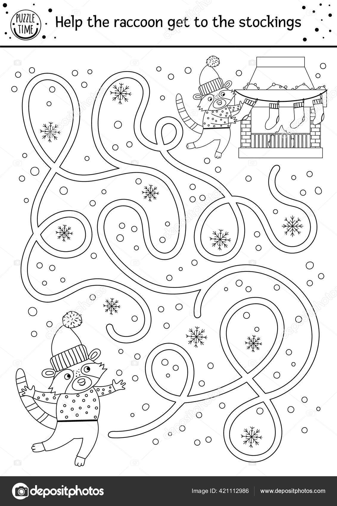 Maze Kindergarten Christmas Printable Free