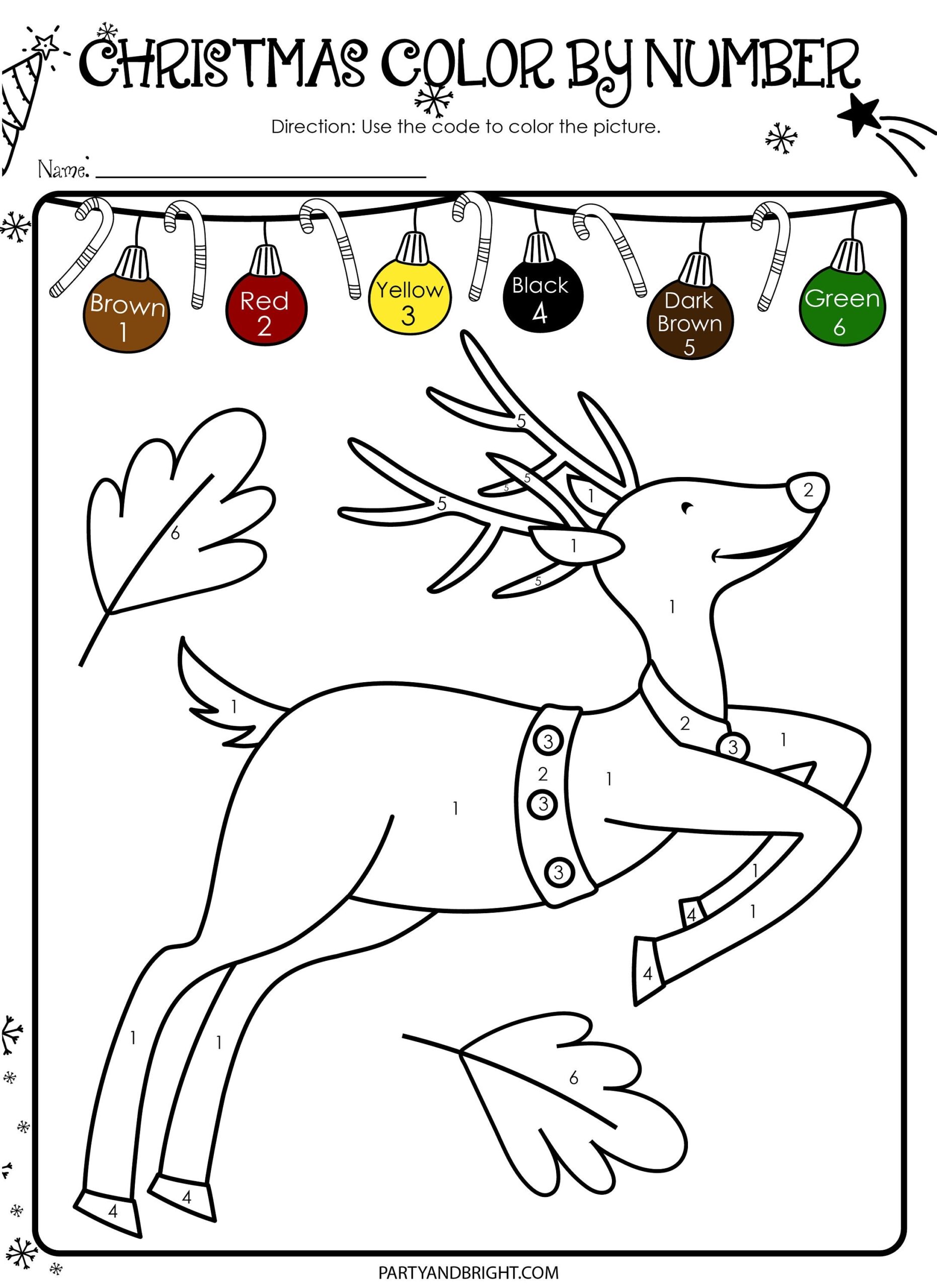 Color By Number Printable Reindeer