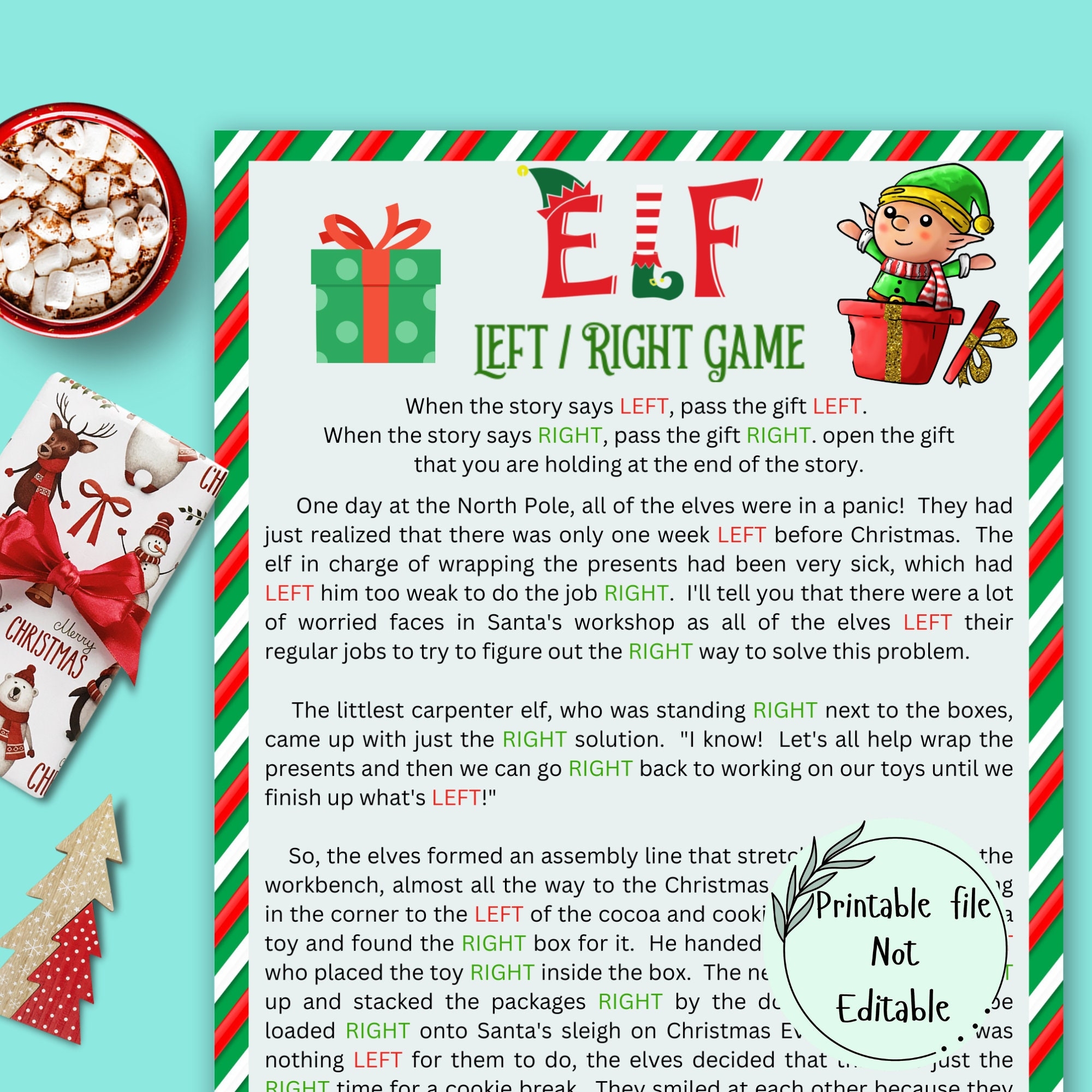 Printable Right Left Christmas Game Funny
