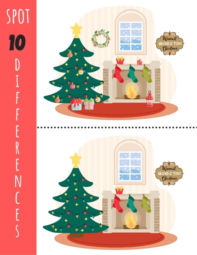 Christmas Spot The Difference FREE PRINTABLE Kids Activity Zone