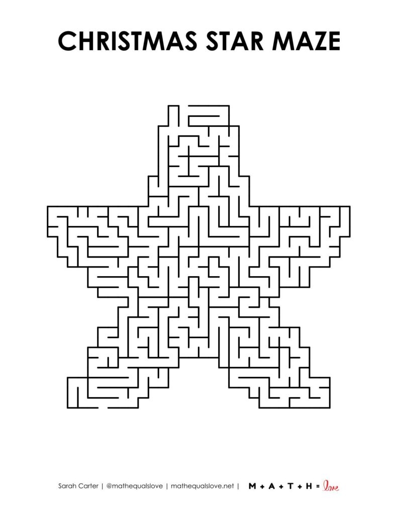 Christmas Star Maze FREE PRINTABLE PDF 