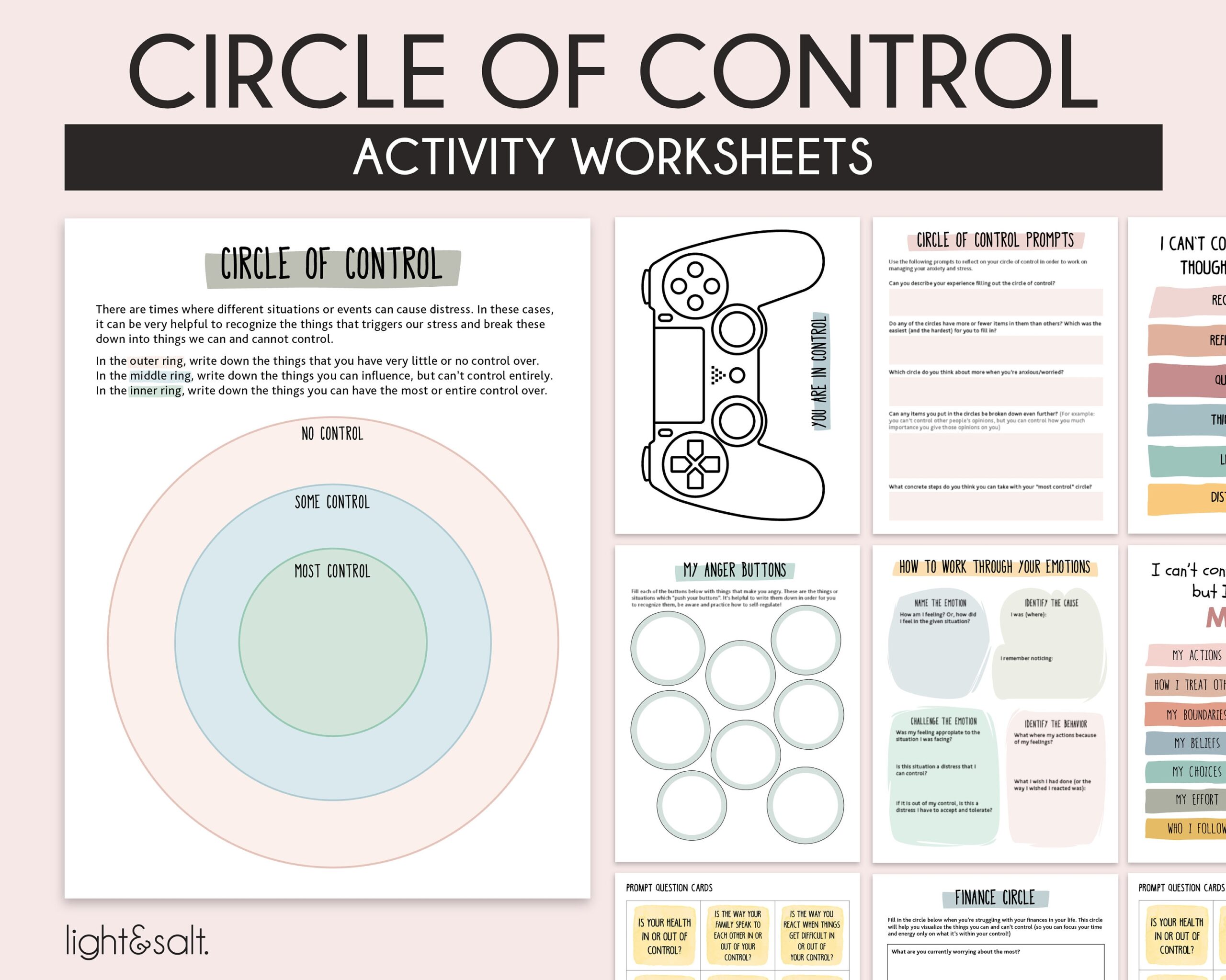 Circle Of Control Therapy Worksheets Things I Can Control Worry Worksheets Library