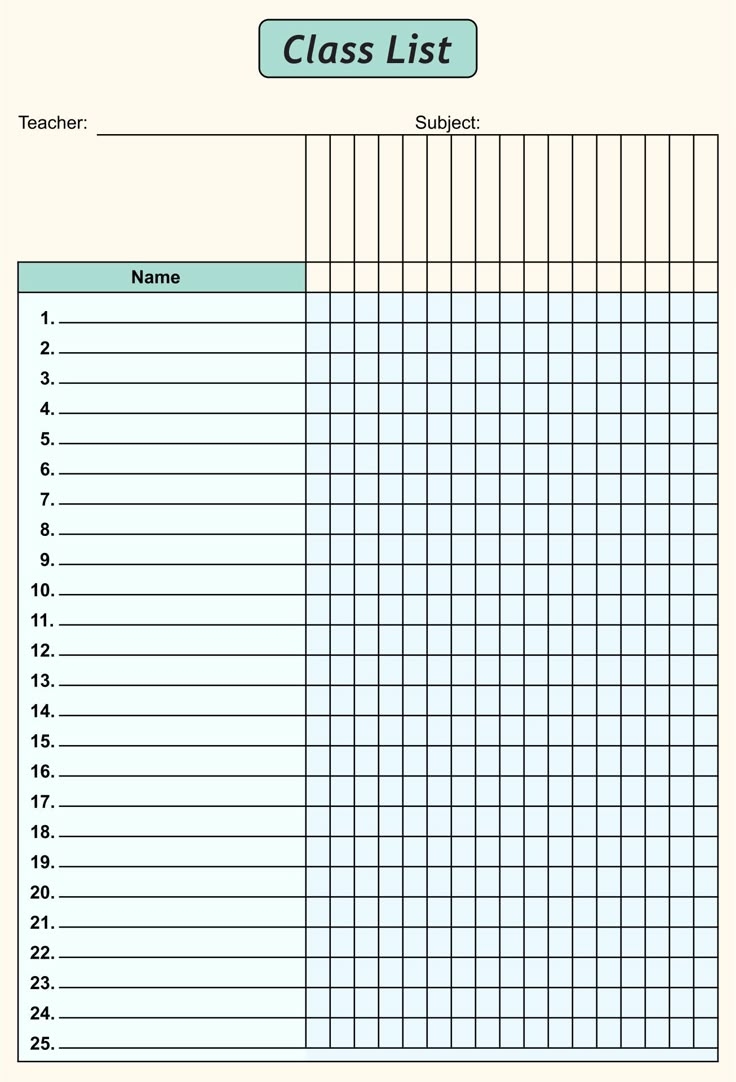 Class List Blank 10 Free PDF Printables Printablee
