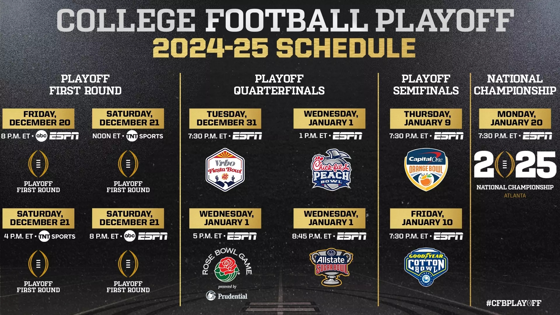 Printable 2025-26 Football Bowl Schedule