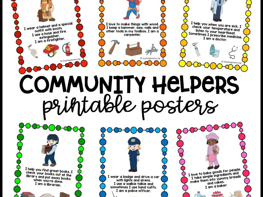 Community Helpers Printable Posters And Activities Teaching Mama