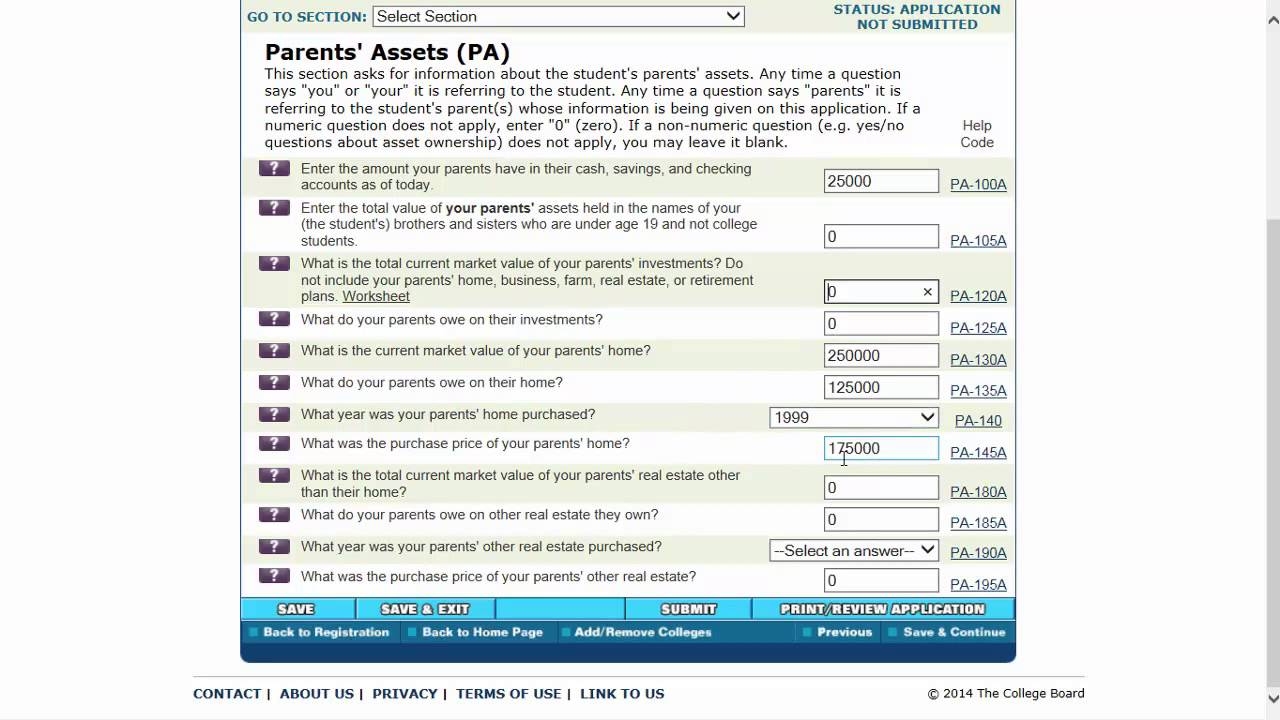 CSS PROFILE Walkthrough Part 4 Parent Assets PA And Parent Expenses PE YouTube