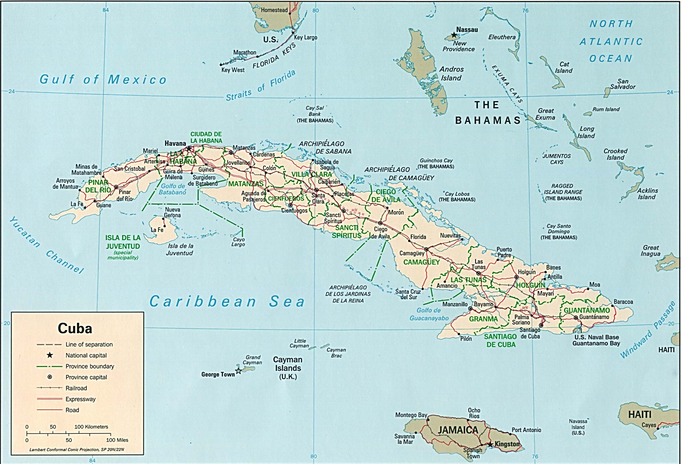 Printable Map Of Cuba With Cities