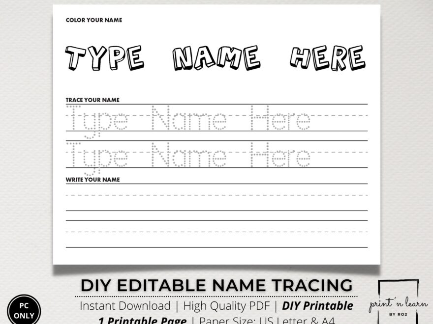Custom Name Tracing Sheet Handwriting Practice Name Writing Name Worksheet Editable Name Tracing Name Trace Worksheet Printable Etsy