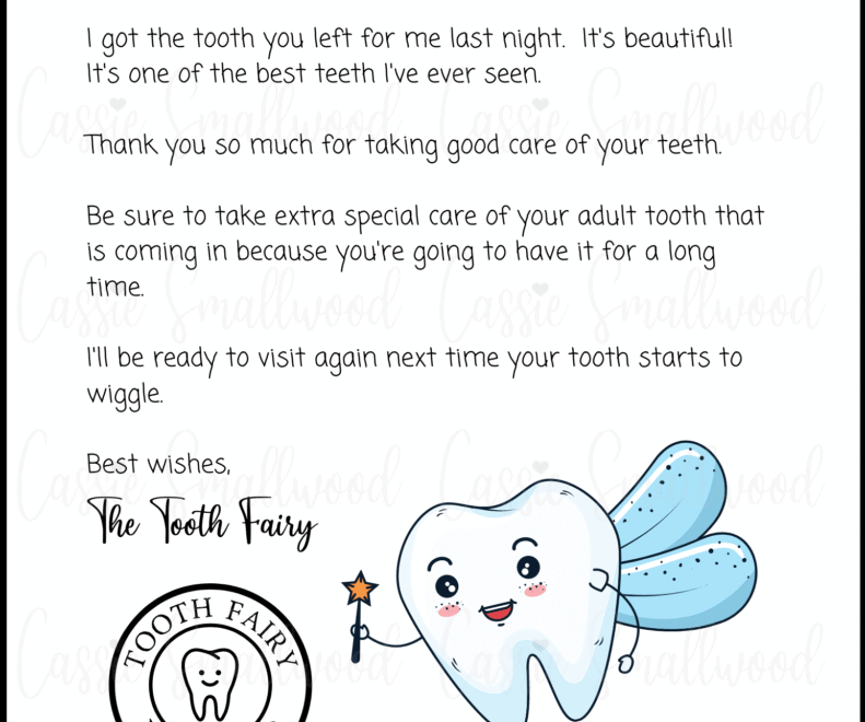 Cute Free Printable Tooth Fairy Letters Notes Cassie Smallwood