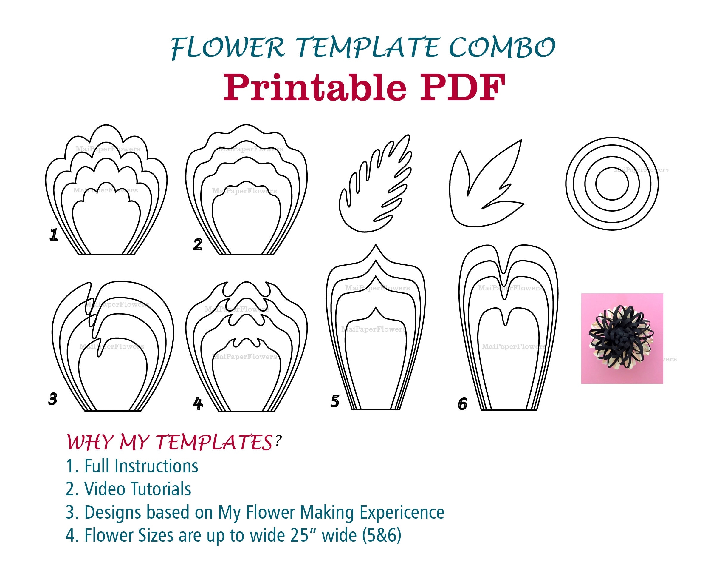 Digital Paper Flower Template PDF Paper Flower Bundles Giant Paper Flowers Large Paper Flowers Printable Big Paper Flowers Printable Flowers Etsy Ireland