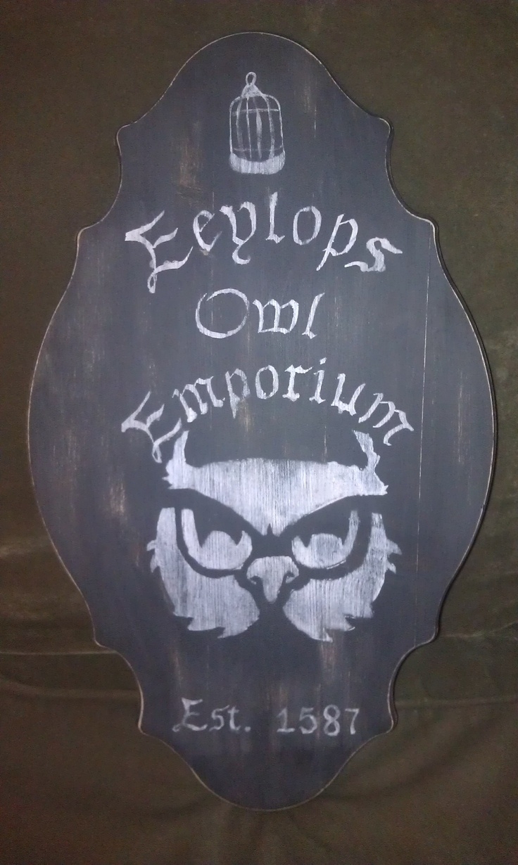 Distressed Handpainted Harry Potter Eyelops Owl Emporium Sign