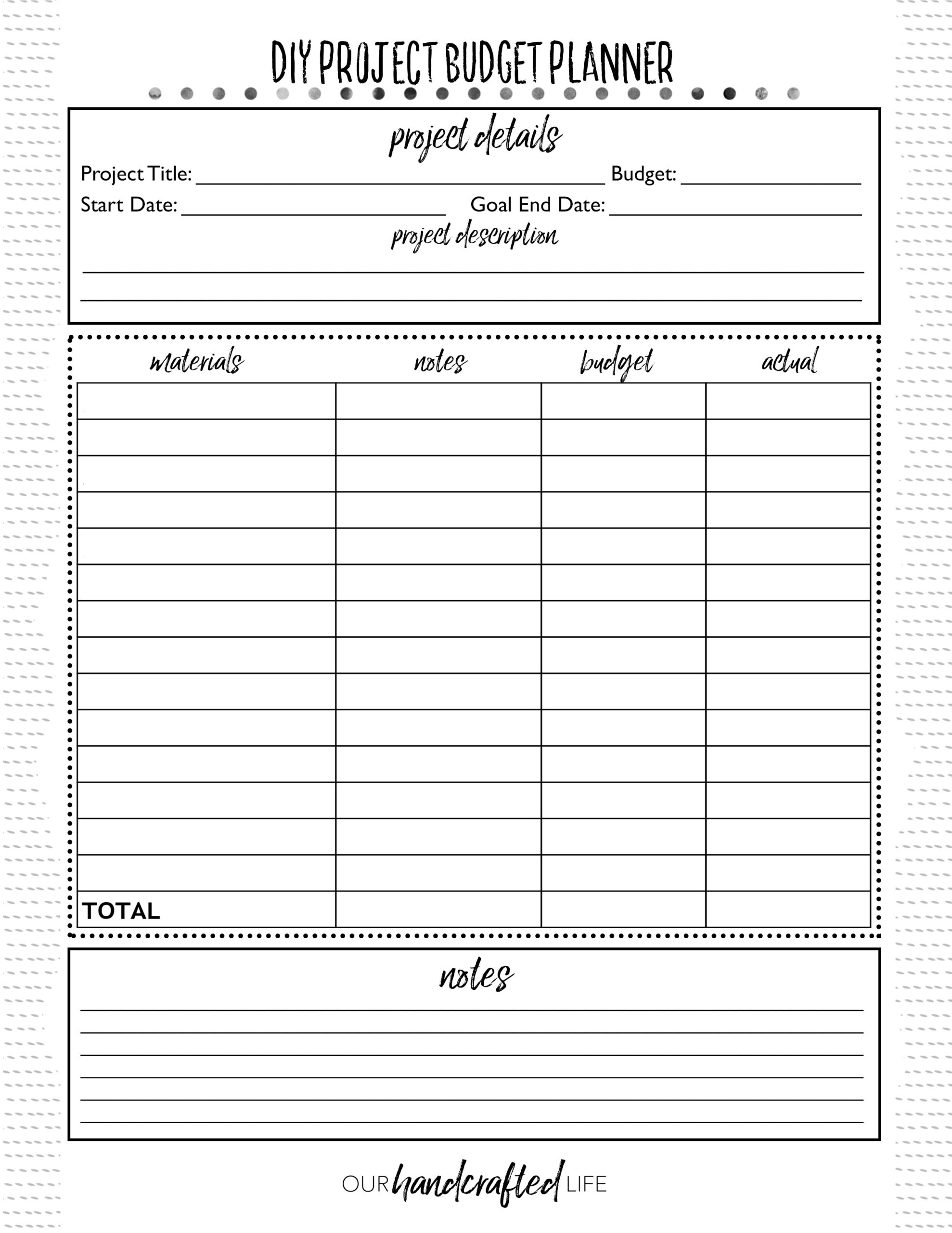 DIY Project Planner Free Printable Project Planner Our Handcrafted Life