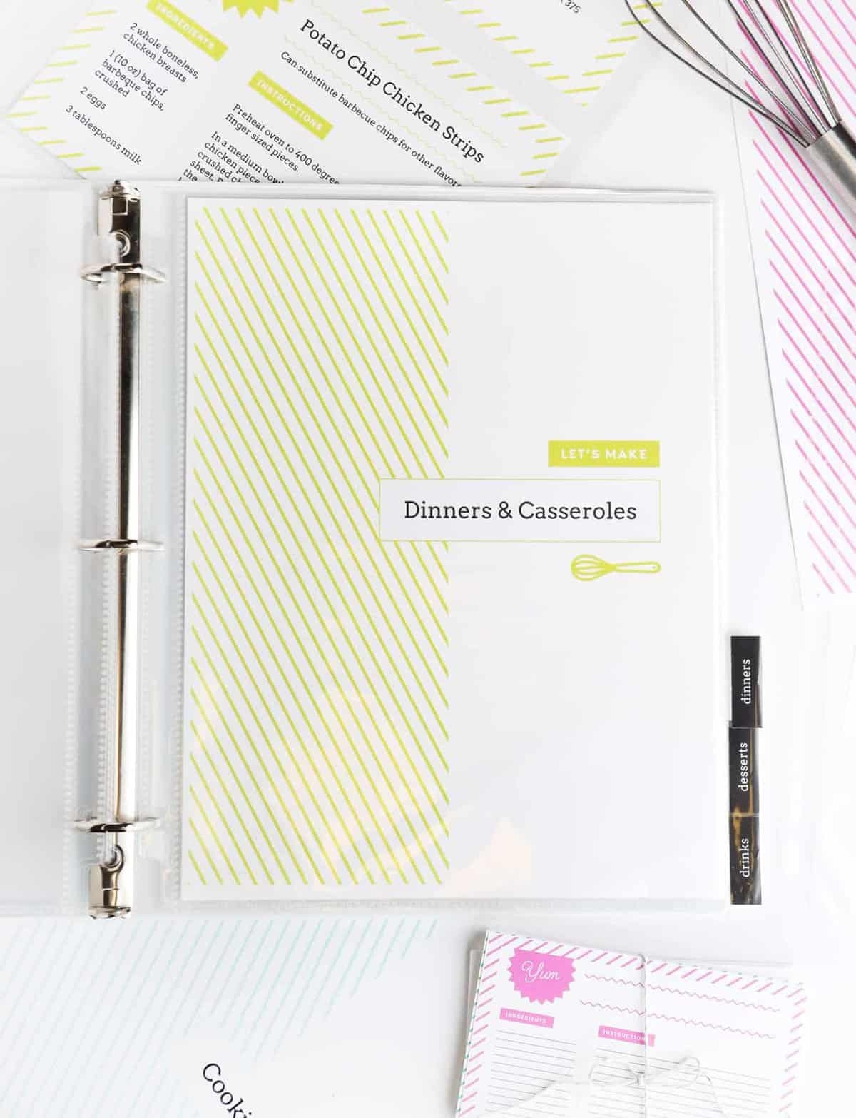 DIY Recipe Book with Free Printable Recipe Binder Kit 