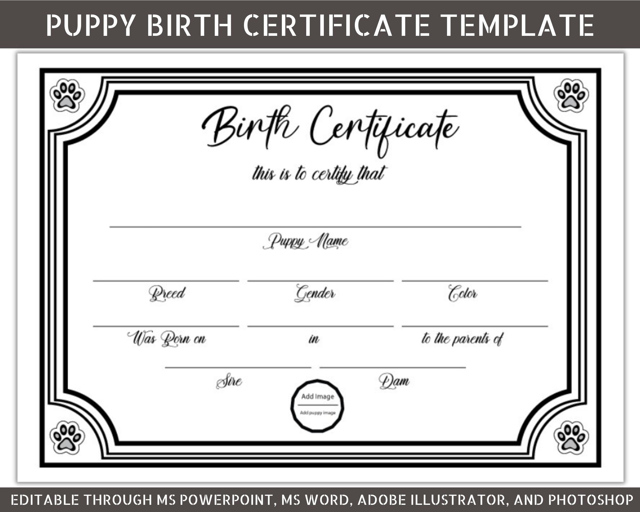 Free Printable Dog Birth Certificate