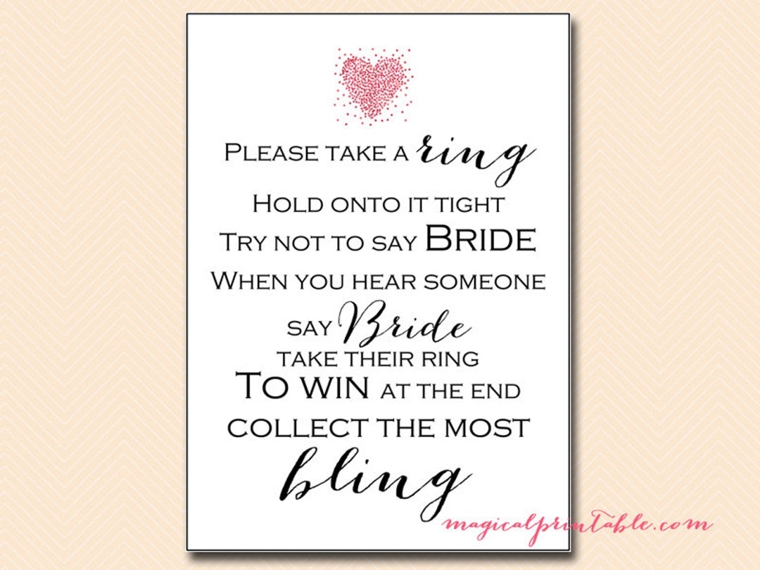 DonT Say Bride Game Free Printable