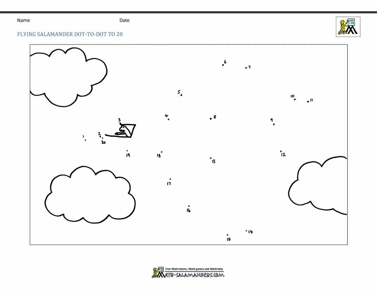 Dot To Dot Coloring Pages Up To 20