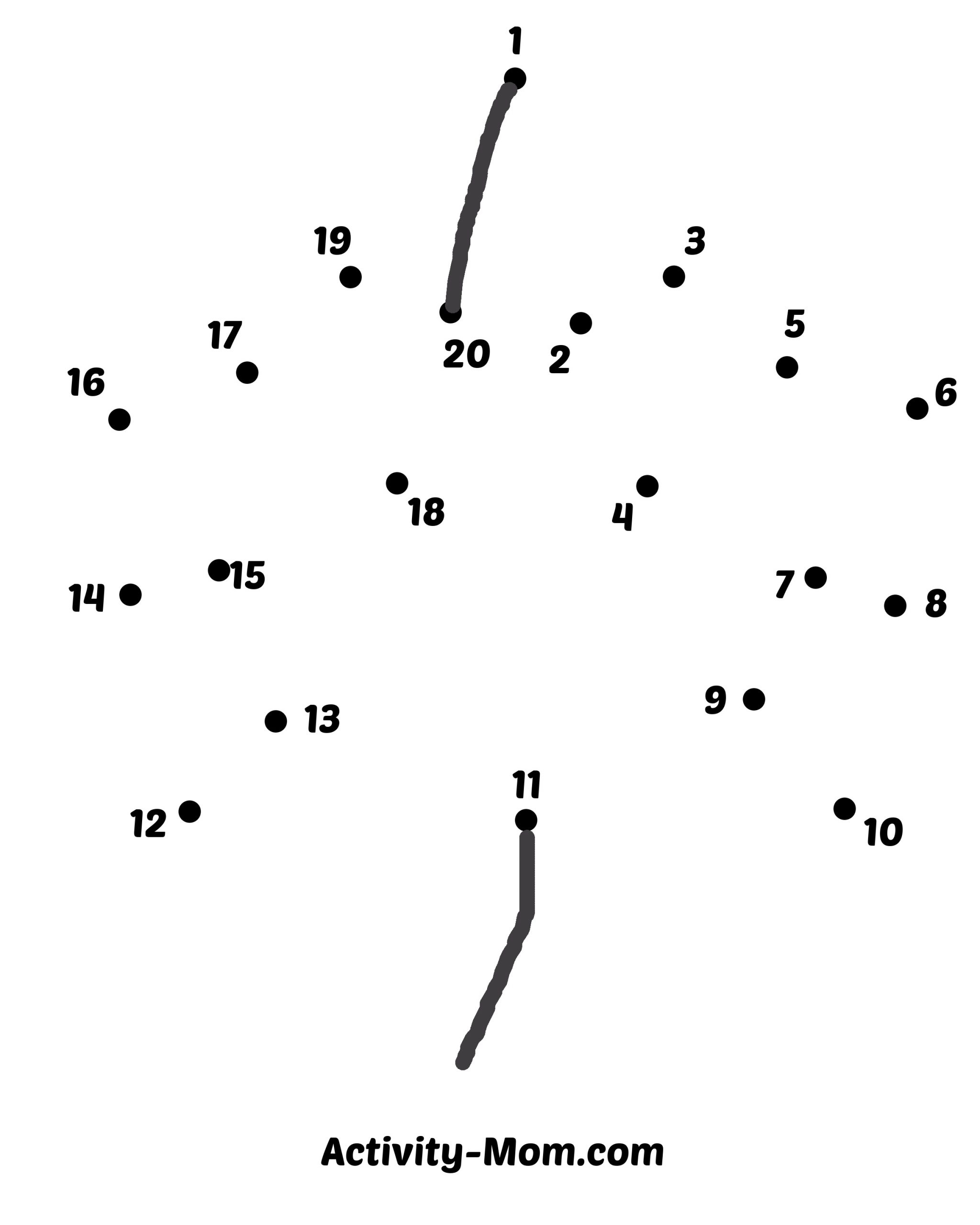 Dot To Dot Worksheets Numbers 1 To 20 free Printable The Activity Mom