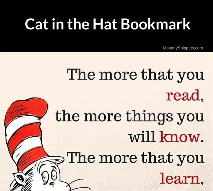 Download Your Free Printable Cat In The Hat Bookmark