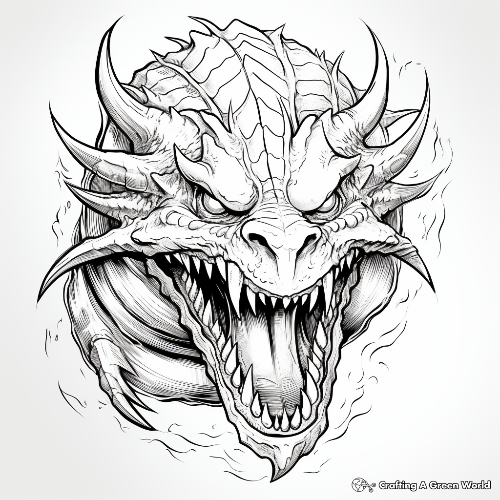 Dragon Head Coloring Pages Free Printable 