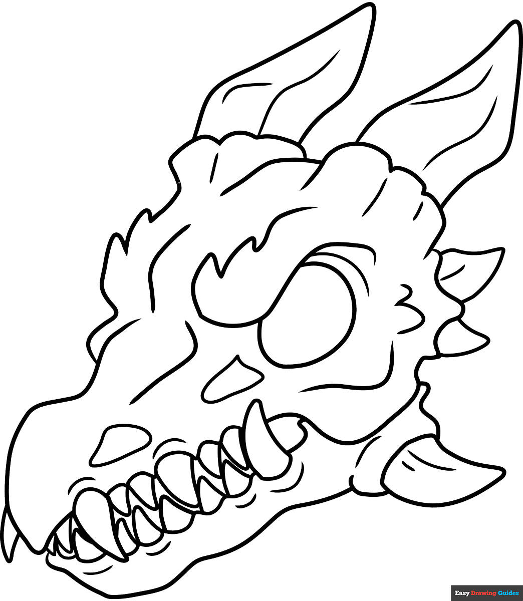 Dragon Skull Coloring Page Easy Drawing Guides