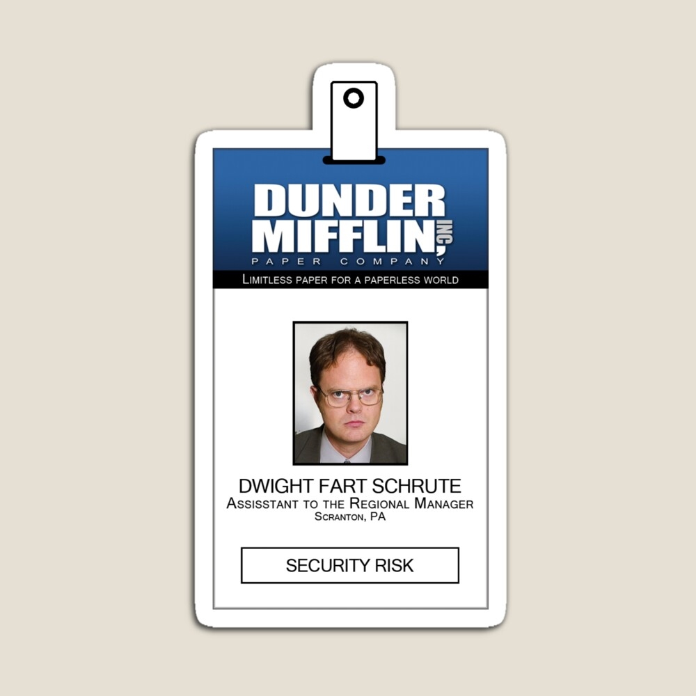 Dwight Schrute The Office ID Badge Shirt Magnet For Sale By Zorpzorp Redbubble