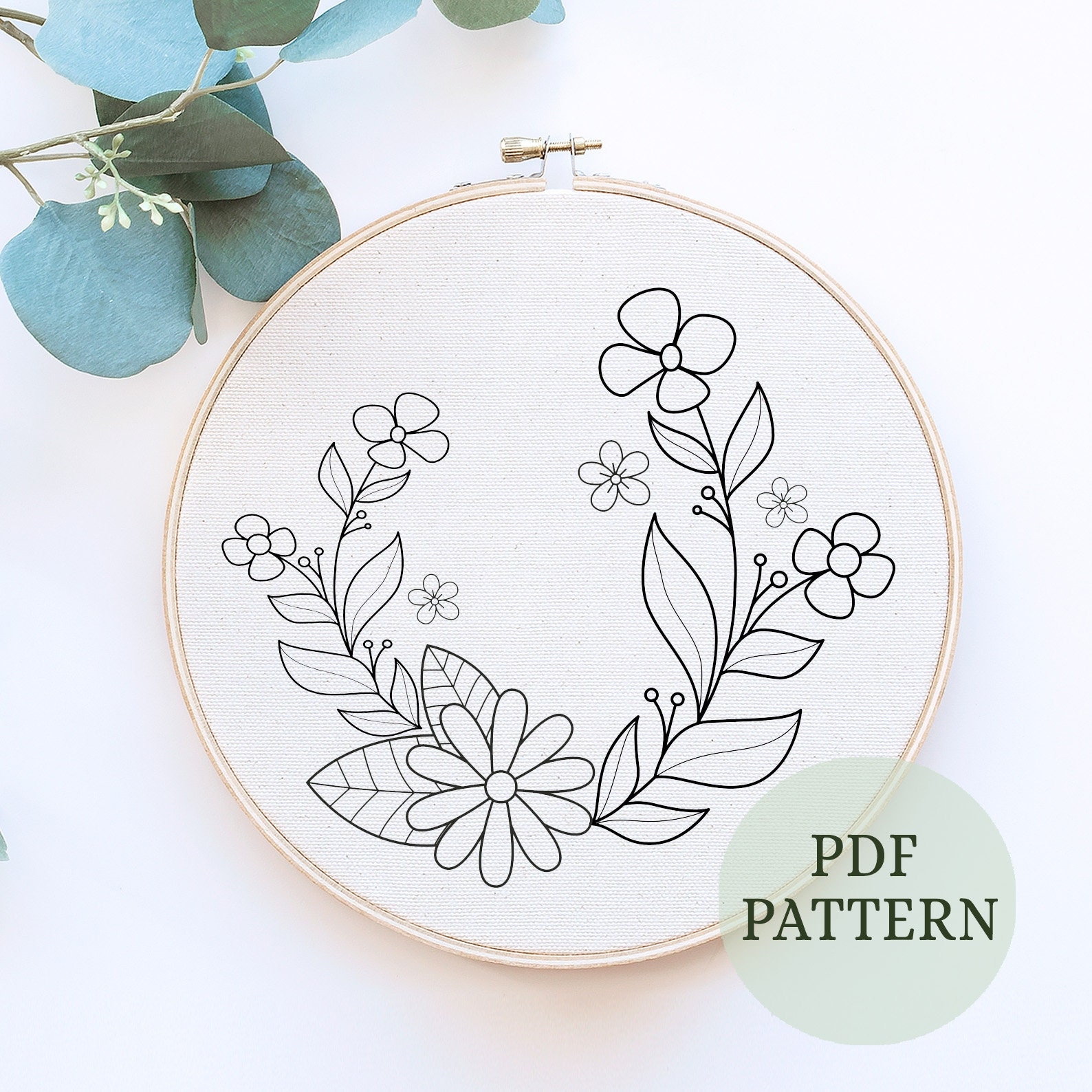 Earthy Floral Embroidery Pattern Beginner Embroidery PDF Embroidery Pattern 6 Sizes Flower Embroidery Pattern Neutral Floral Embroidery Etsy Finland
