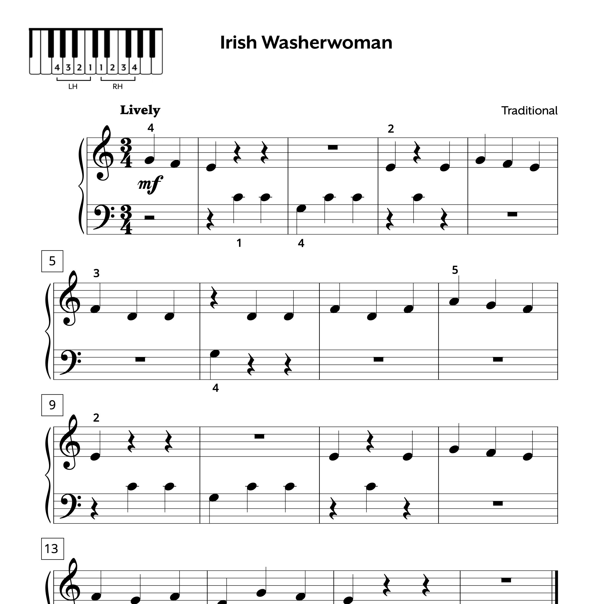 Easy Piano Sheet Music Irish Washerwoman