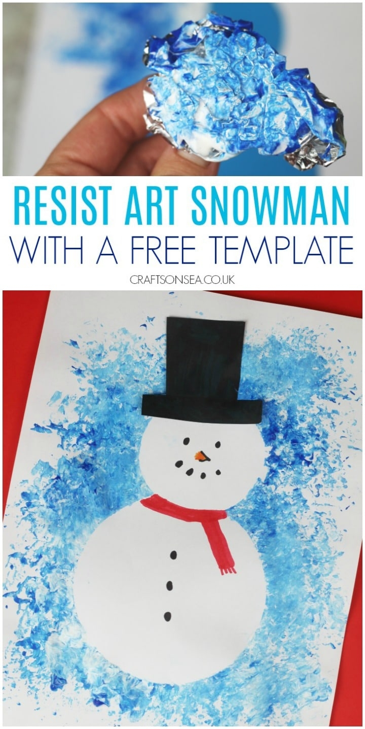 Easy Snowman Art For Kids Resist Art Craft Using Free Template Crafts On Sea