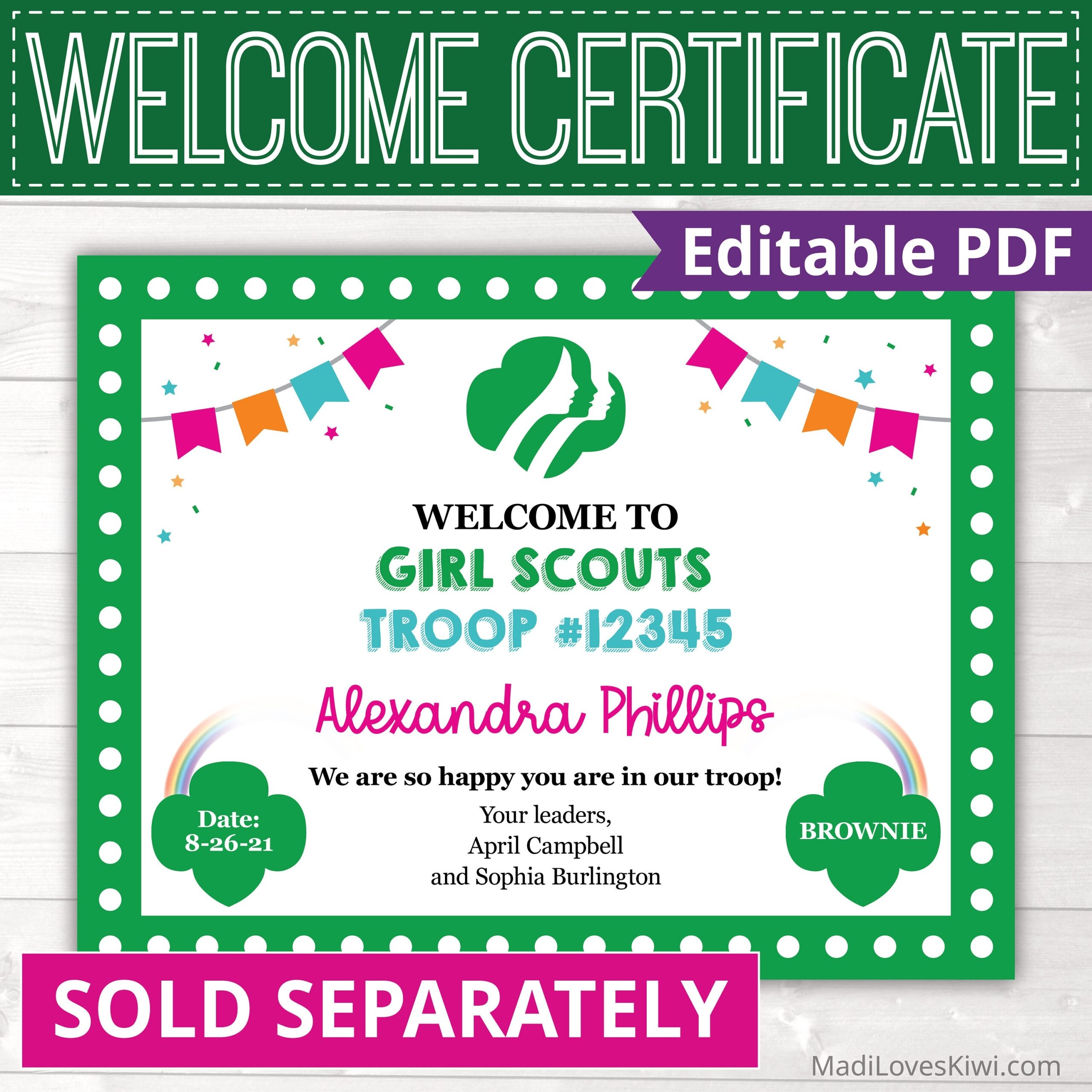 Editable Scout Investiture Certificate For All GS Levels Printable Rededication Ceremony Instant Download Welcome Girl Promise PDF Template Etsy Ireland