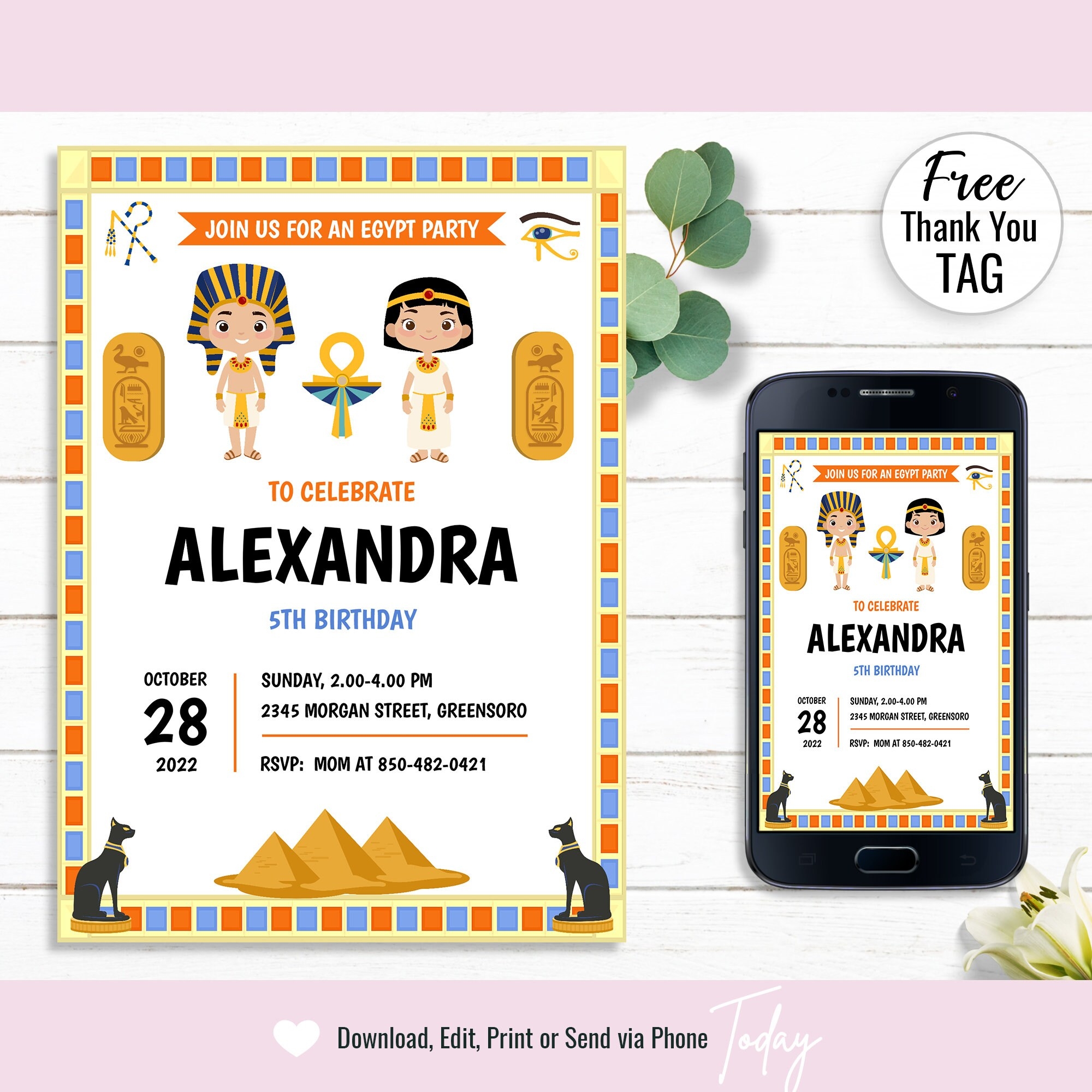 Egypt Birthday Template Ancient Birthday Invite Card Printable Invitation Kids Party Template EDITABLE INSTANT DOWNLOAD Etsy