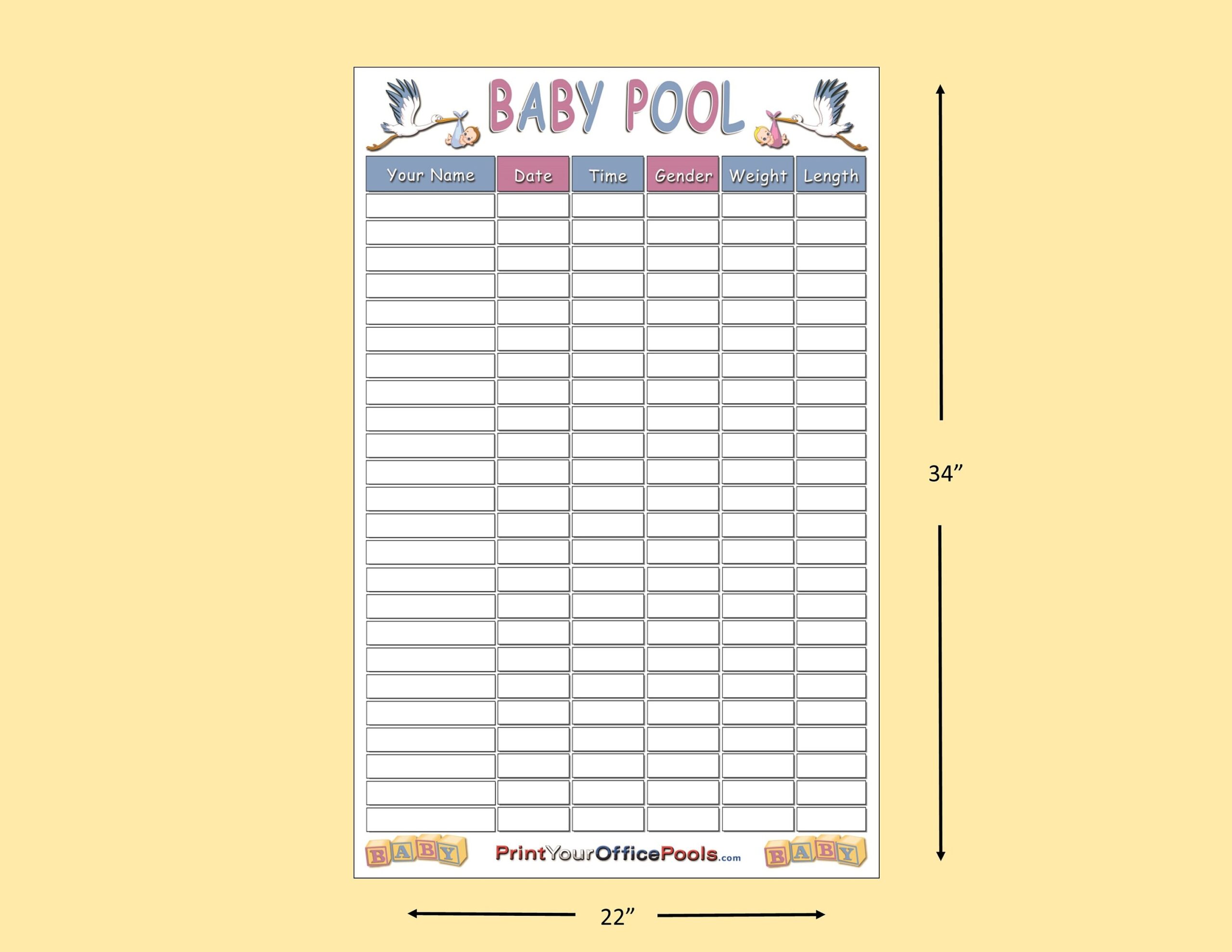 Erasable Baby Birth Pool Guess Game Pregnancy Due Date Baby Shower Party Guess Games Chart 22 X 34 Includes Gender Guess Style includes Pen Etsy