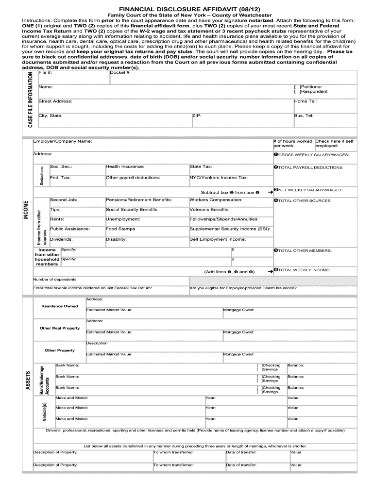 Family Court Disclosure Affidavit Fill Online Printable Fillable Blank PdfFiller