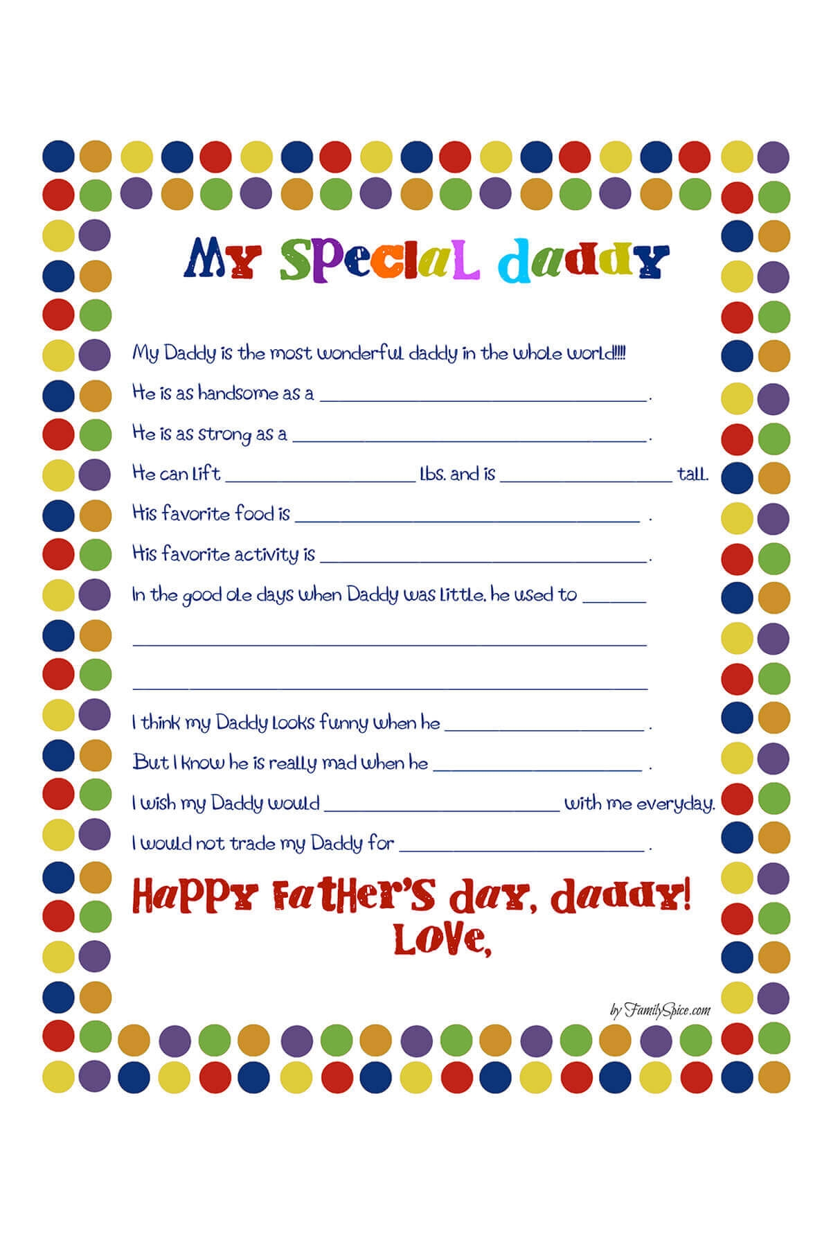 Father s Day Worksheet