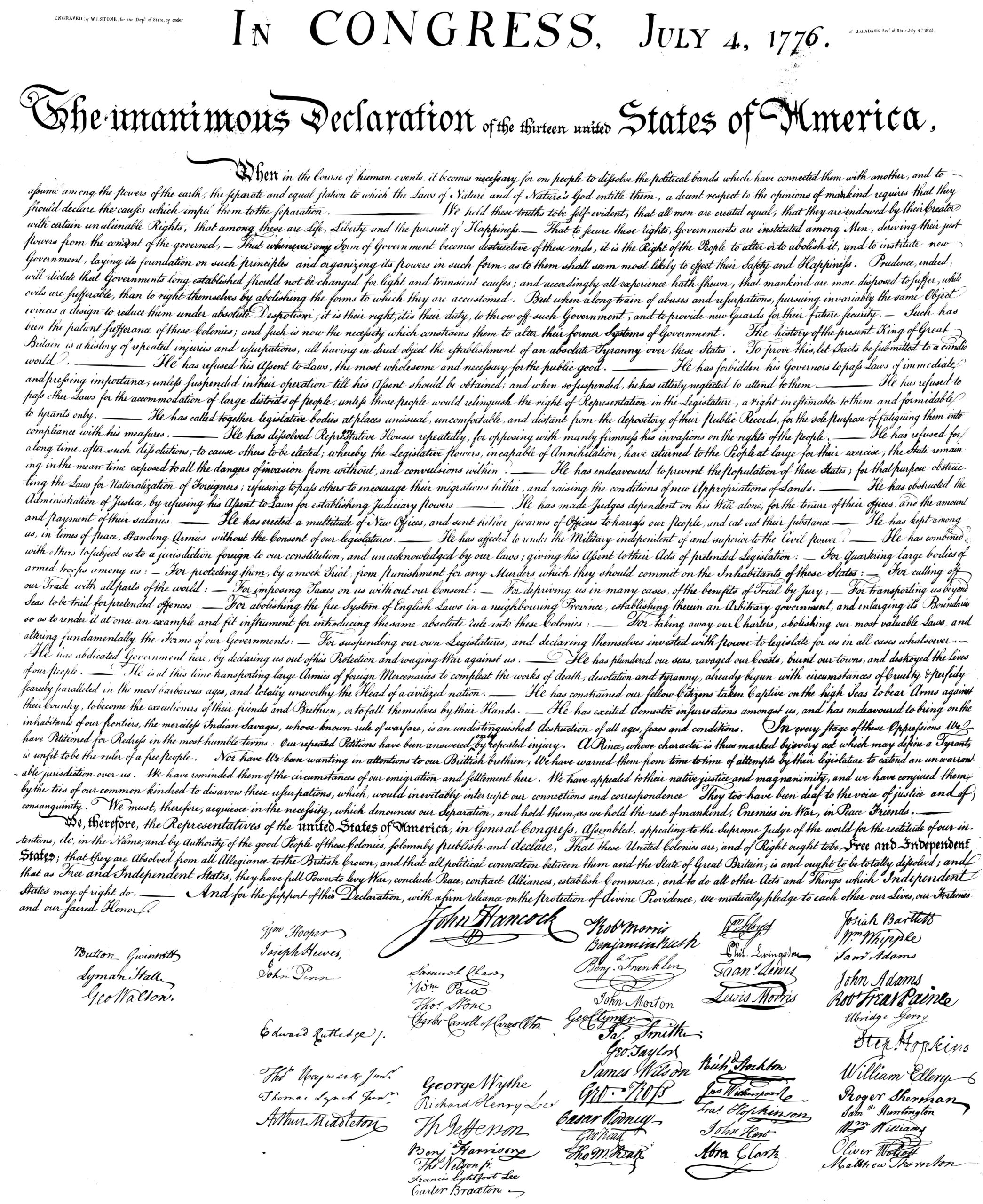 Declaration Of Independence Full Text Printable