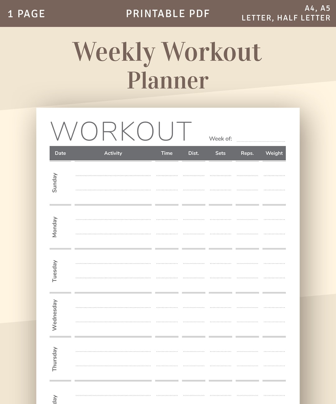 Health And Fitness Planner Printable