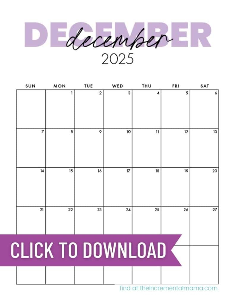 Free 2025 Monthly Calendar Template January To December