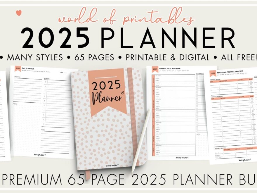 Free 2025 Planner 65 Page Printable Planner 4 Color Styles