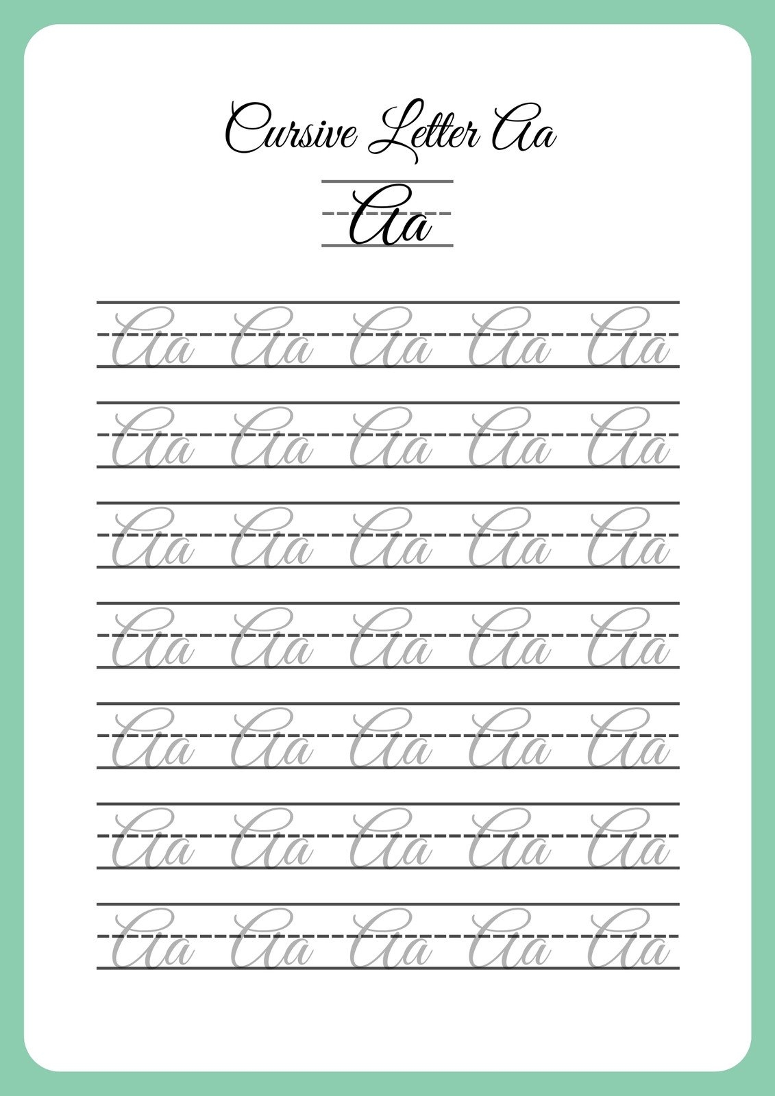 Free Printable Cursive Handwriting Chart