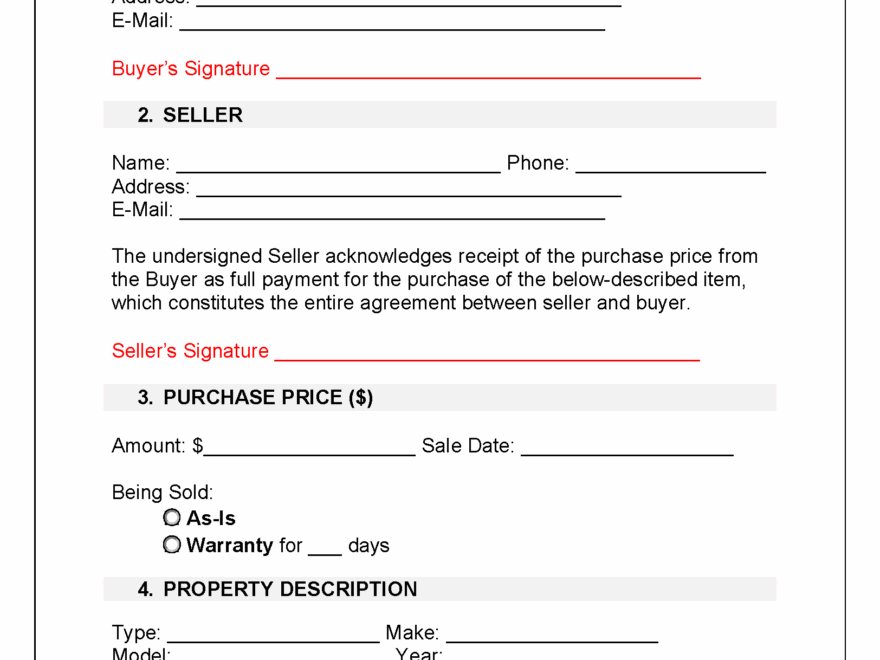 Free Bill Of Sale Forms 23 PDF Word