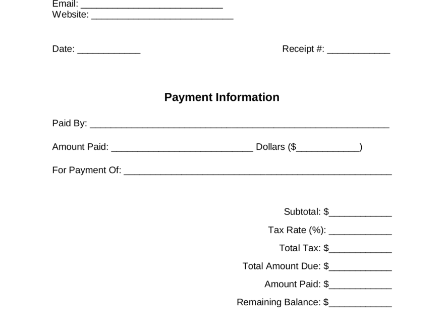 Free Cash Payment Receipt Template PDF Word EForms